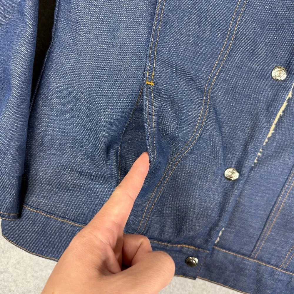Vintage Levis Jacket Womens‎ Medium Blue Denim 70s Orange Tab Big E Trucker USA